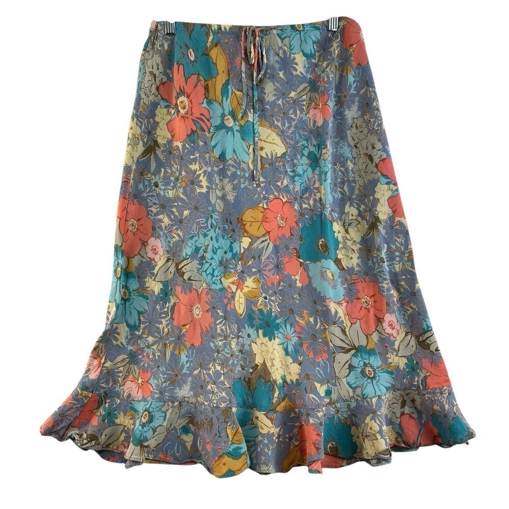 Vintage Floral Mini Skirt in Teal, Coral, Mustard